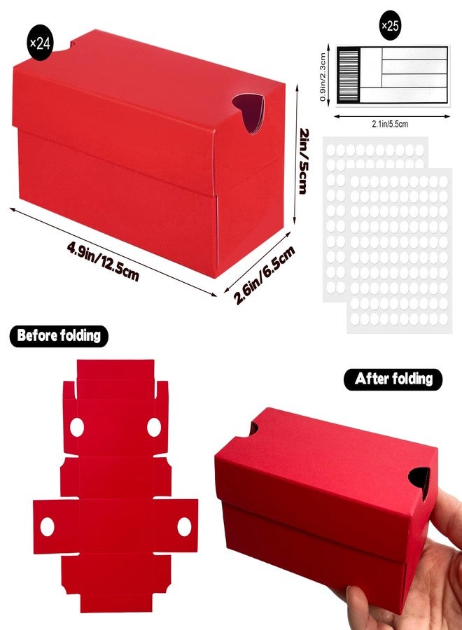 Foxtell 24 Pack Mini Sneaker Boxes for Party Favors 4.7 x 2.5 x 2 Inch Mini Shoe Gifts Boxes for Candies Cookies Snacks Sports Small Gift Case with Label for Wedding , Holiday, Birthday Party Favor (Red) - Image 2
